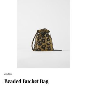 Zara Beaded Cheetah Bucket Drawstring Crossbody
